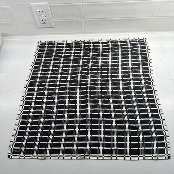 J Crew 100% Silk Scarf Black White Square 21x21 Neck Purse Tie - Picture 1 of 12